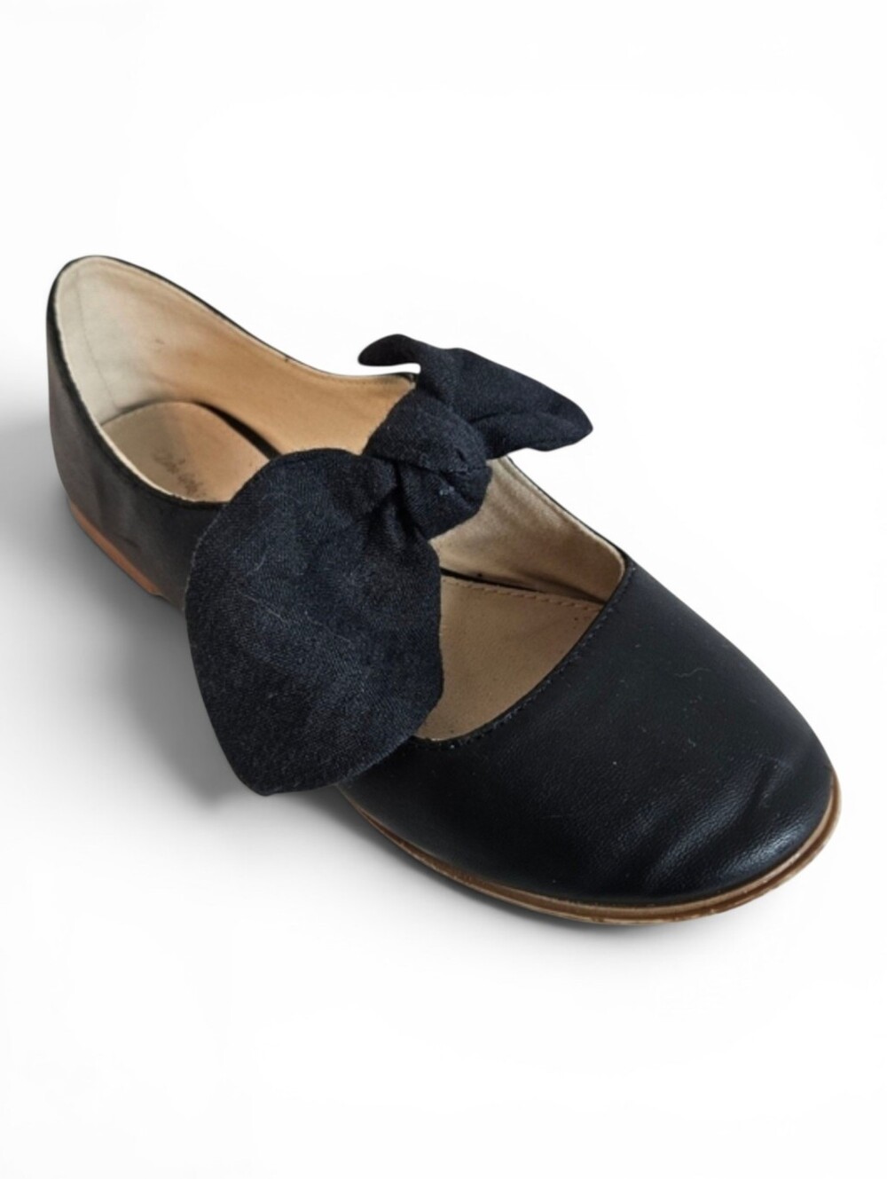 Zara Kids Ballet Flats Girls 33 1.5 Oversized Bow Balletcore Dress Shoes Black